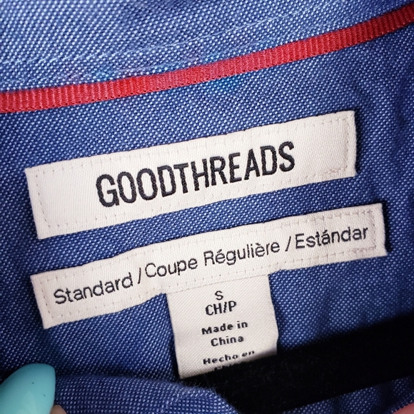 Good Threads Mens button down shirt blue short Sleeve Size Small - Picture 2 of 4